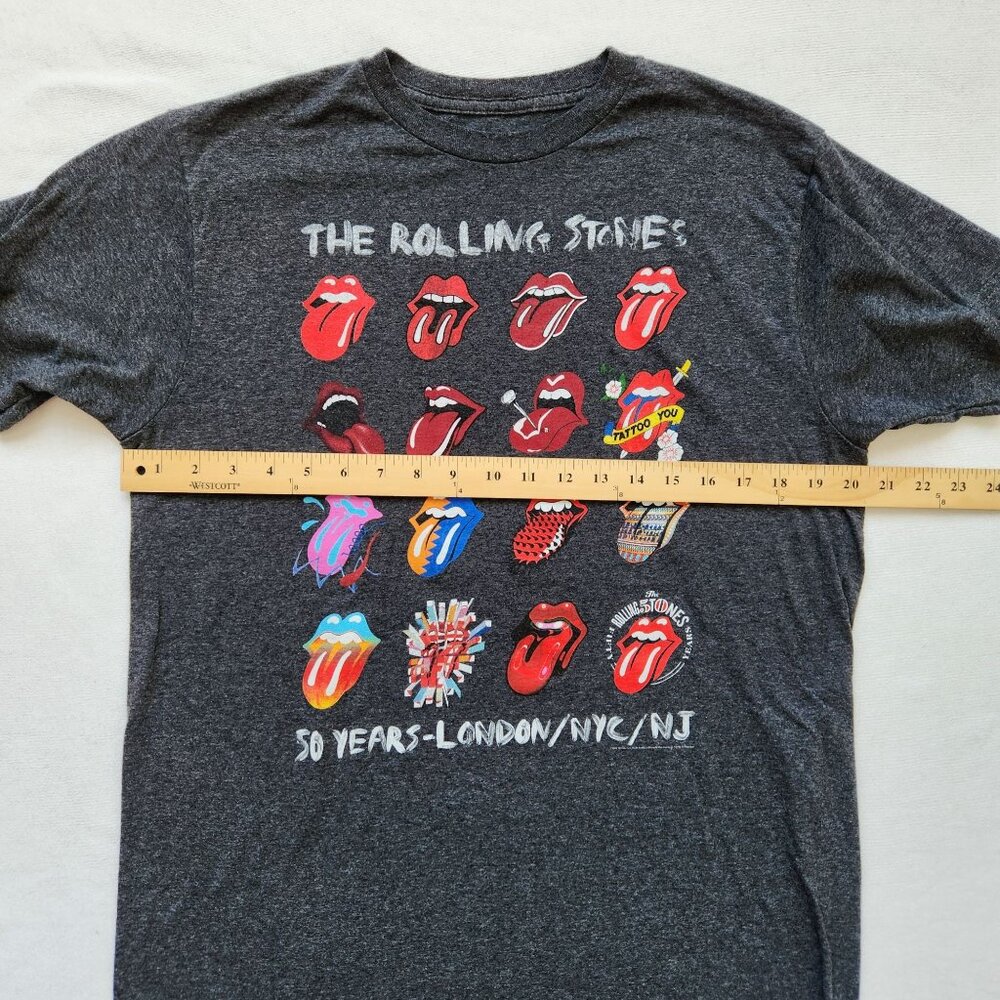 The Rolling Stones 50 Years London/NYC/NJ Graphic Band Concert Tee Shirt Grey L - Picture 6 of 7